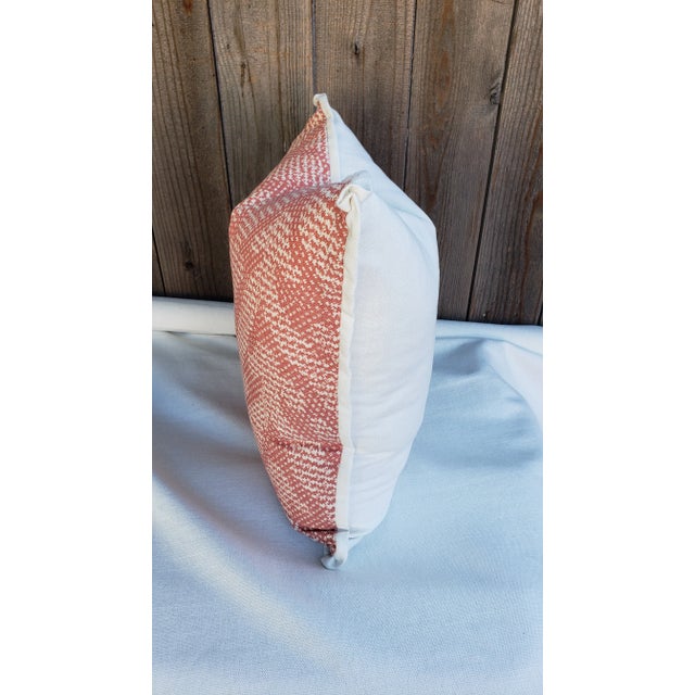 Fermoie Fabric on front only. Linen ivory fabric from Pindler. Size: 20 x 20 Flat welt with butterfly corners. Hidden...