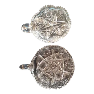 Pair of 1920s American Brilliant Cut Glass Nappy Dish Set