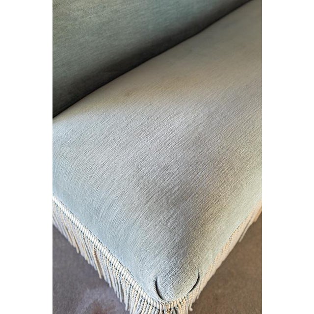 Vintage Hollywood Regency Velvet Settee, Armless Slipper Sofa With Bullion Fringe For Sale - Image 9 of 14