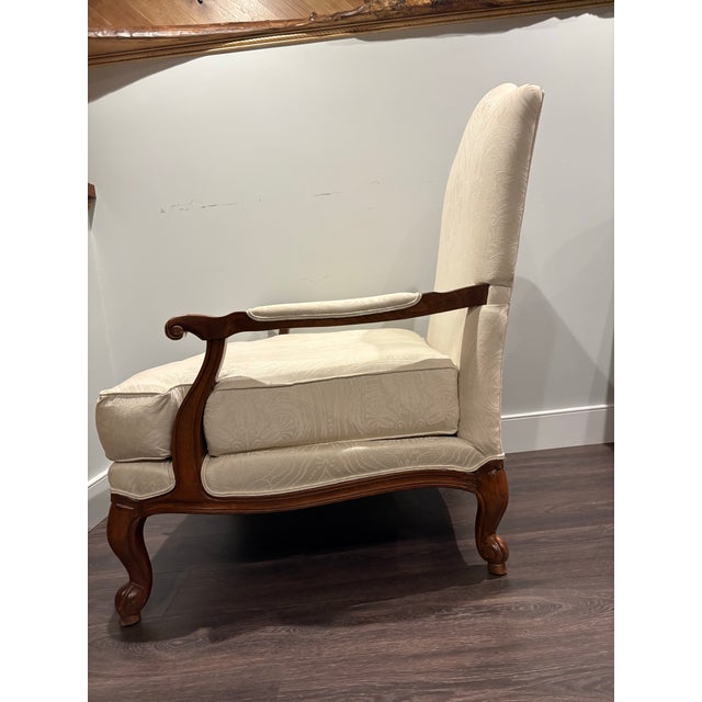 Shabby Chic Ethan Allen Oversized Chairs. A Pair of Versailles' Line Bergere' Lounge Chair For Sale - Image 3 of 6