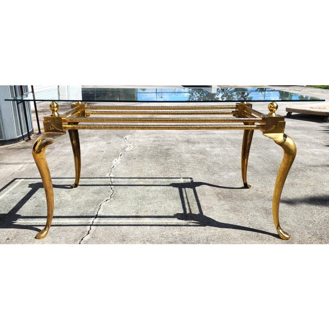 Hollywood Regency La Barge Brass Dining Table Desk 1970s For Sale - Image 3 of 16