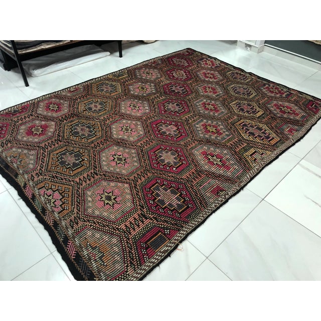 1960s 1960s Oversize Tribal Vintage Kilim Rug - 6′7″ × 9′1″ For Sale - Image 5 of 11