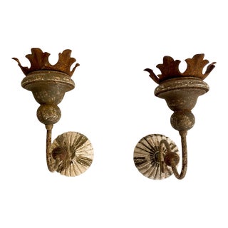 Vintage 1920s Pair Mediterranean Wall Sconces For Sale