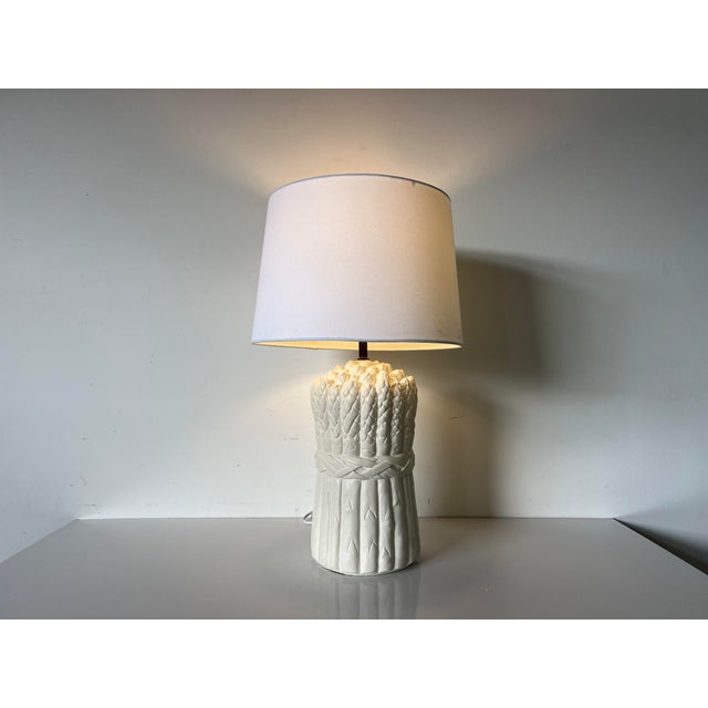 1980's Vintage Asparagus White Plaster Table Lamp by Bon Art Chairish