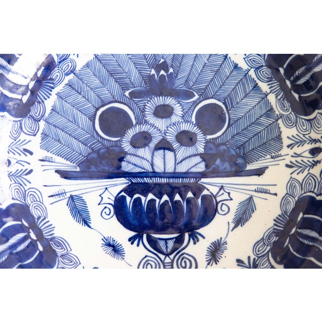 French Country Antique 18th Century Delft Faience Peacock Charger For Sale - Image 3 of 8