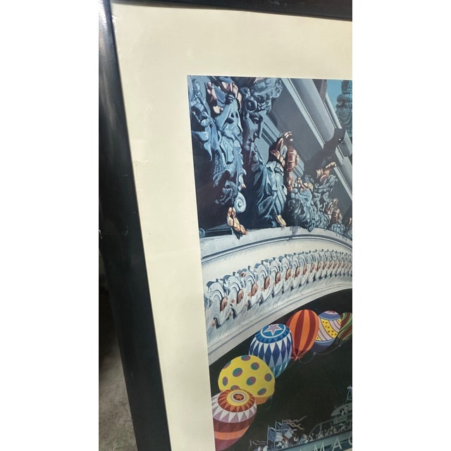 Bateau Mouche (1990) by Hiro Yamagata is a vibrant, whimsical serigraph that captures a lively Parisian river scene with...