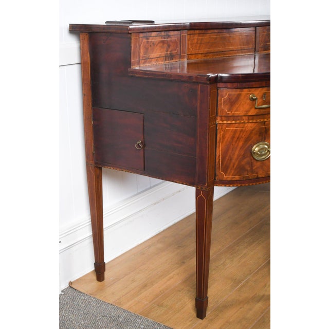 Brown English Flame Mahogany Serpentine Sideboard With Satinwood Inlay, Late 18thC / Early 19thC For Sale - Image 8 of 9