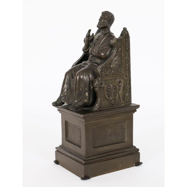 Gold Antique Italian Grand Tour Patinated Bronze Sculpture of St Peter, 19th Century For Sale - Image 8 of 11