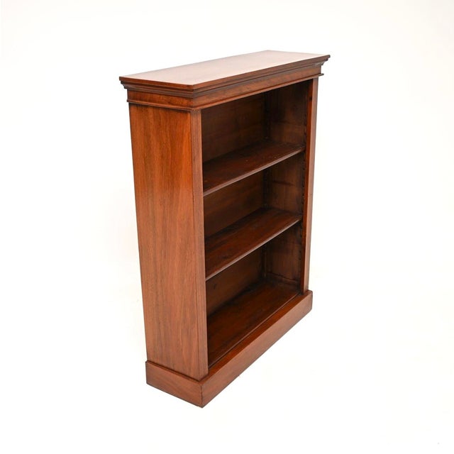 Antique Victorian Open Bookcase in Walnut, 1870 For Sale - Image 3 of 10