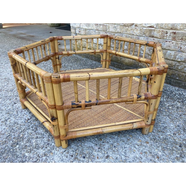 Mid 20th Century Hexagonal Bamboo Coffee Table For Sale - Image 4 of 8