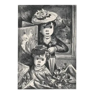 1953 Jean Calogero Little Sisters Lithograph