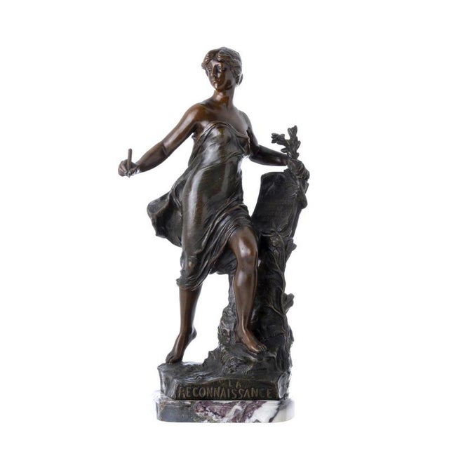 Eugène Marioton, La Reconnaissance, 1920s, Bronze on Marble Base For Sale - Image 6 of 6