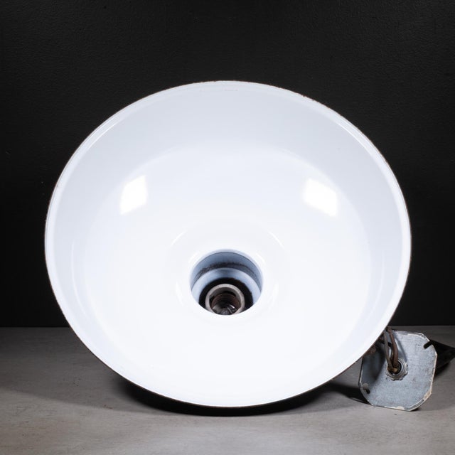 ABOUT Price per light. Original green industrial 18" diameter pendant lights. Set of three matching pendants. These...