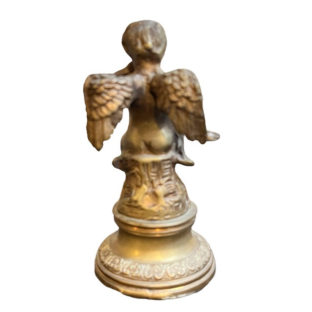 English Vintage Brass Cherub Figurine For Sale - Image 3 of 5