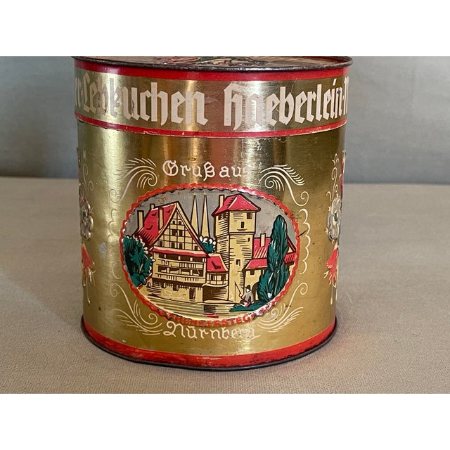 Early 20th Floral Gold Round Tin For Sale In Jacksonville, FL - Image 6 of 7