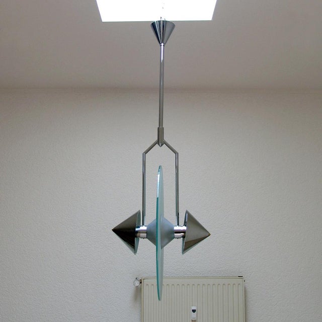 Glass and Chrome Ceiling Light from Fontana Arte, Italy, 1980s For Sale - Image 6 of 14