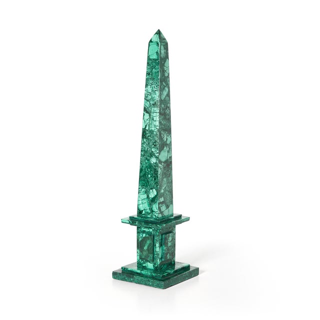 Mid-Century Modern Malachite Obelisk With Stepped Base For Sale - Image 3 of 3