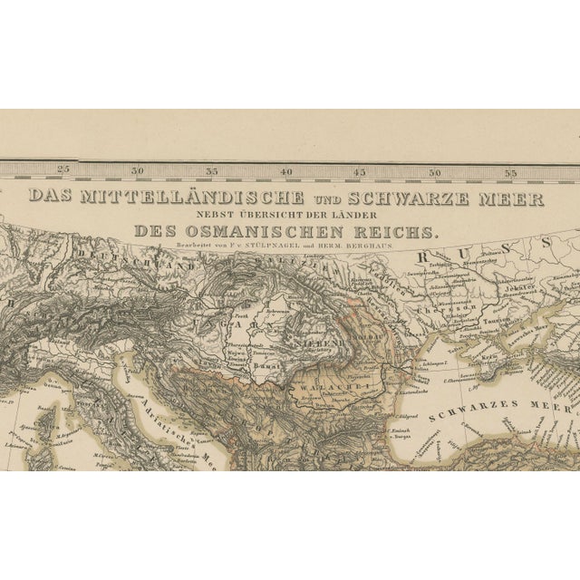Mediterranean, Black Sea & Ottoman Empire Map 1853 This impressive antique print shows the Mediterranean and Black Sea...