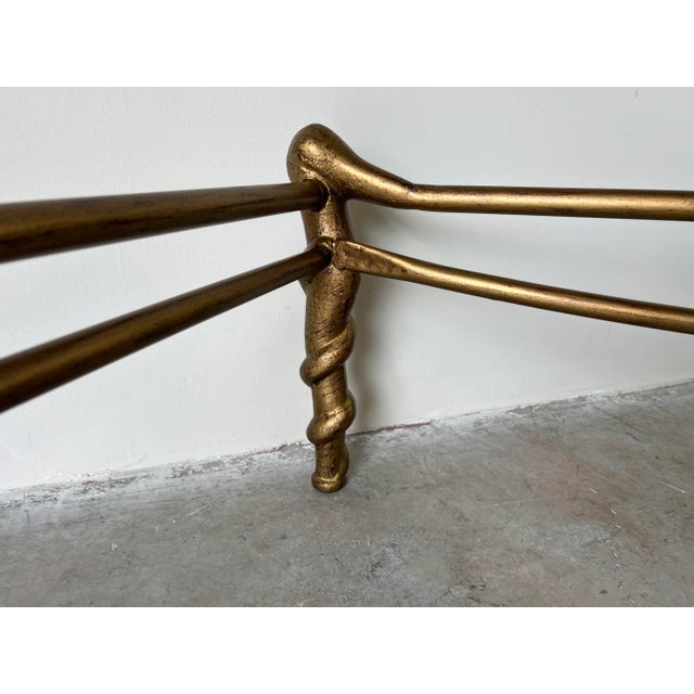 1990s French Pierre Casenove - Style Sculptural Gilt Metal Coffee Table W/ Glass Top For Sale - Image 11 of 13