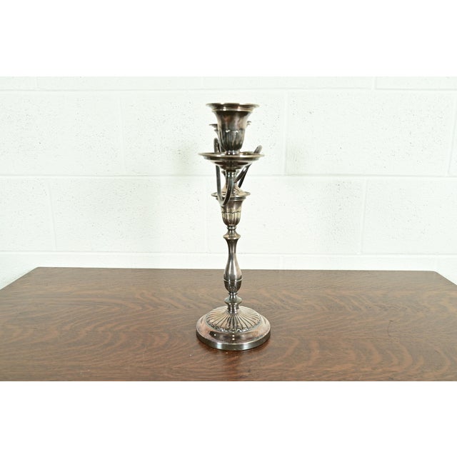 Tiffany & Co. Style Antique Victorian Silverplate Three-Light Candelabra For Sale - Image 11 of 16