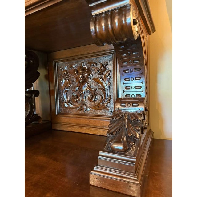 French Mid-19th Century Rococo Style Heavily Carved Walnut Buffet, Circa 1850–1860 For Sale - Image 13 of 18