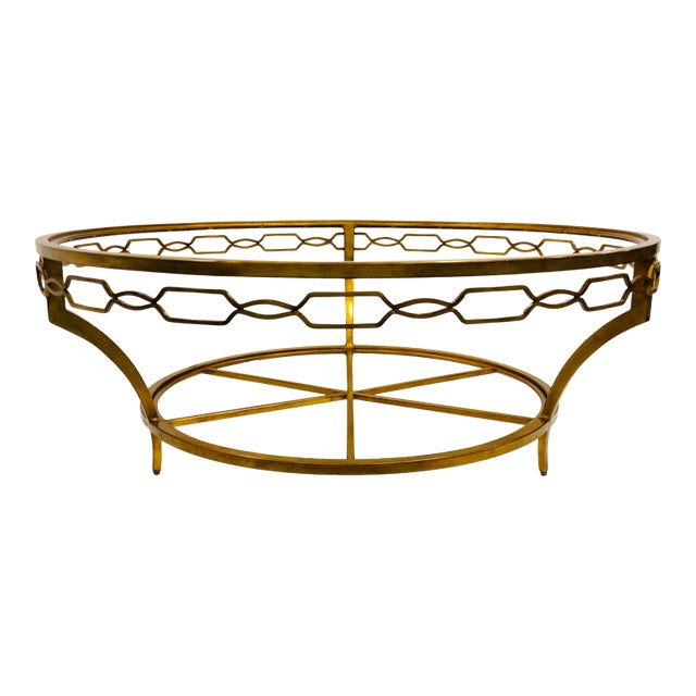 Thomas Pheasant for Baker Modern Gold Leaf Finished Round Bracelet Cocktail Table Base For Sale