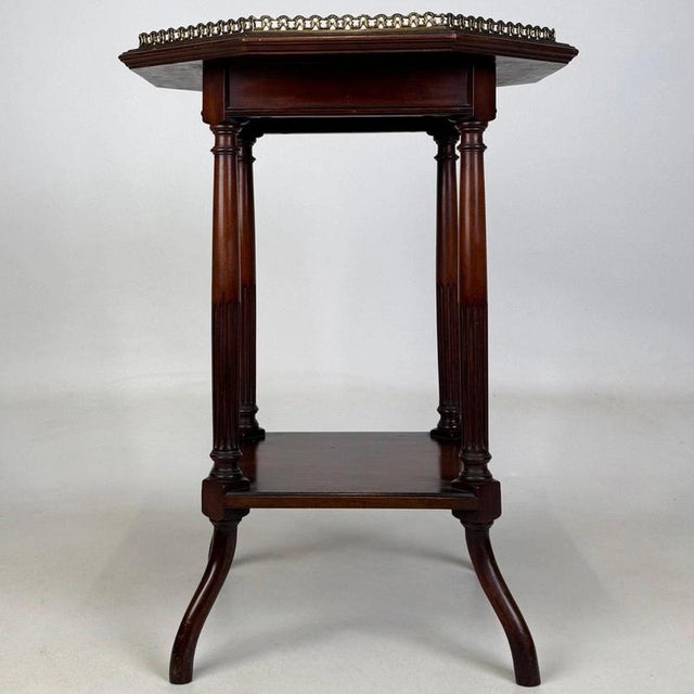 Wood Antique Octagonal Mahogany Side Table with Brass Gallery, 1800s For Sale - Image 7 of 11