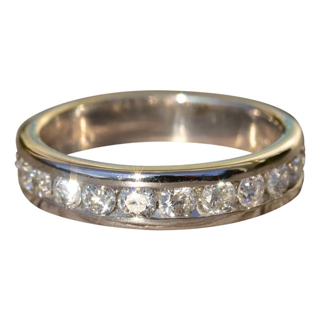 The Myles: Gentleman's 14K Channel Set Diamond Wedding Band For Sale