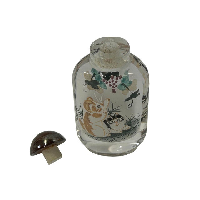 Glass Chinese Inside Oriental Scenery Cats Graphic Glass Art Bottle For Sale - Image 7 of 7