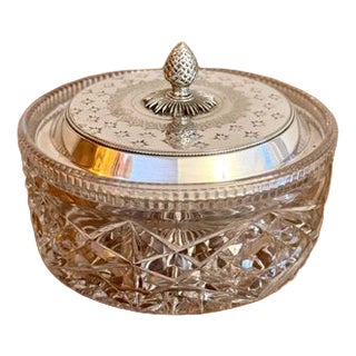 Antique Edwardian Cut Glass Trinket Box, 1900 For Sale