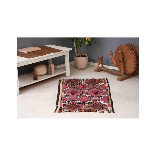 Vintage Small Embroidered Kilim Rug - 2`7″ X 4`3″ For Sale In Los Angeles - Image 6 of 6