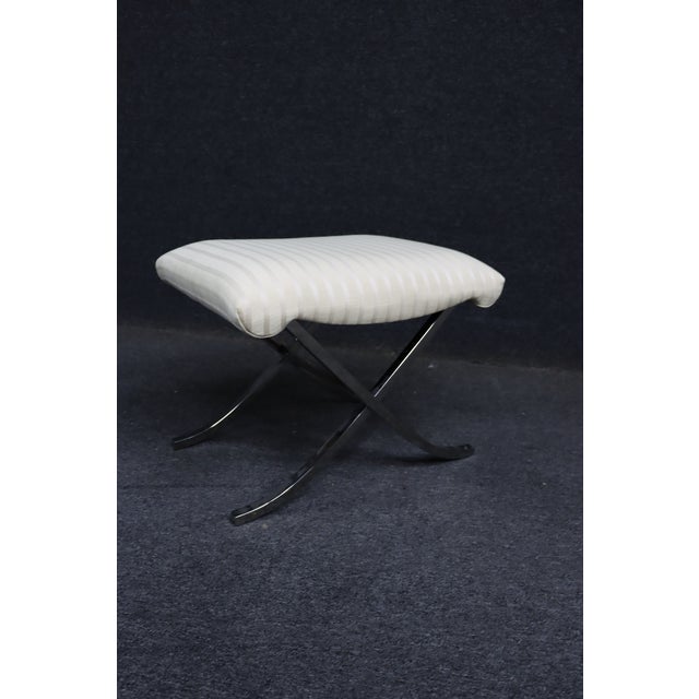 Chrome Mid Century Modern Style X-Base Chrome Stool For Sale - Image 8 of 9