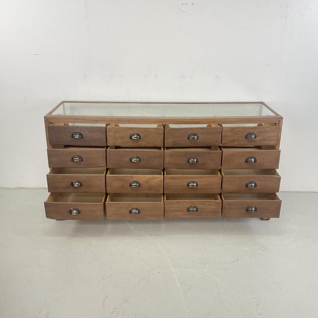 1930s 16 Drawer Oak Shop Counter, 1930s For Sale - Image 5 of 11