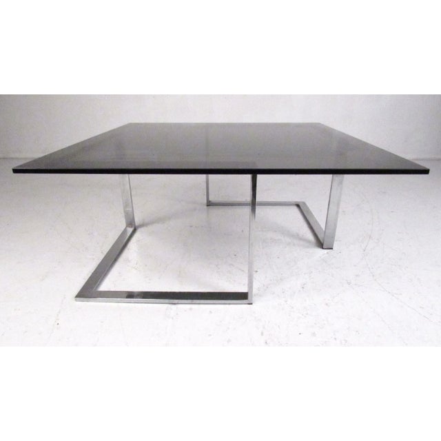 Modern Chrome & Tinted Glass Coffee Table For Sale - Image 10 of 10