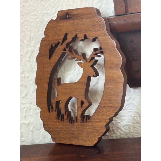 American Wood Carved Reindeer Wall Hanging For Sale - Image 3 of 5