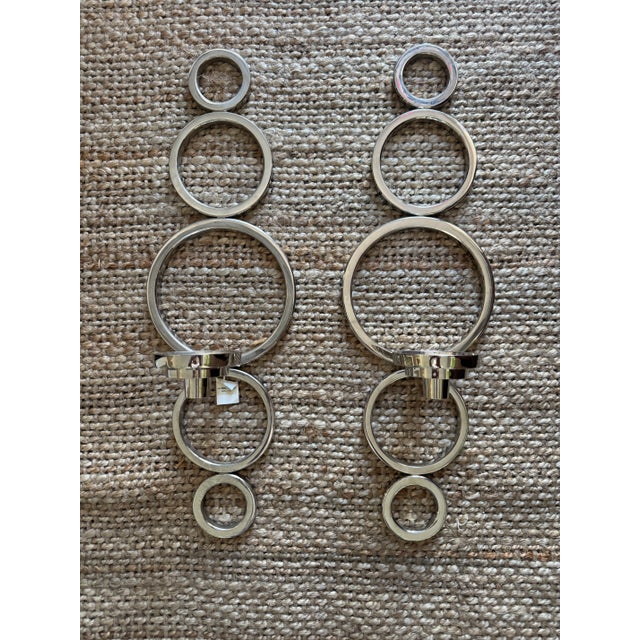 Contemporary Global Views Progressive Ring Sconce - Silver Nickel Finish - Set of 2 For Sale - Image 3 of 7