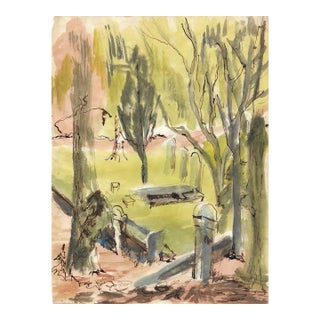 1955 Marianna Van Rossen Hoogendyk Cemetery Landscape Painting For Sale