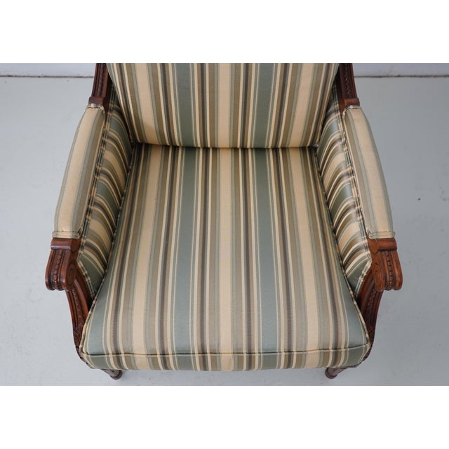 Textile Pair of Stickley Cherry Louis XVI Bergere Armchairs For Sale - Image 7 of 18