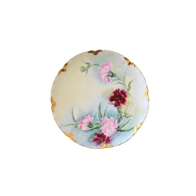 HAVILAND LIMOGES CARNATION PLATE Era: 1900-1909 Maker: Haviland Origin: Limoges, France OVERVIEW: A hand-painted Haviland...