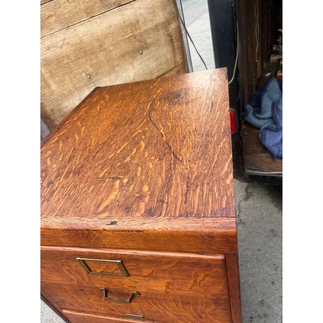 Art Deco Antique Oak Four Drawers File Cabinet. Early 20th Century For Sale - Image 3 of 12