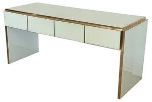 Glass Console Table with Four Drawers, 1980s