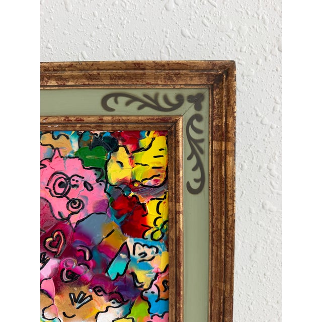 Blue Serg Graff "Pets" Abstract Acrylic Painting Framed Outsider Art Coa For Sale - Image 8 of 8