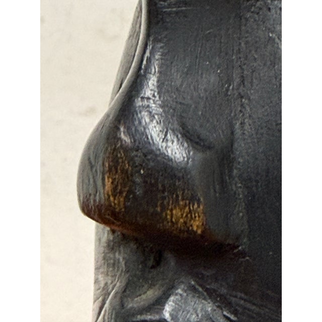 African Hand Carved Wood Head Sculpture For Sale - Image 9 of 12