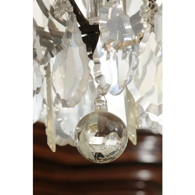 19th Century French Six-Light Crystal Chandelier with Pendeloques and Rosettes For Sale - Image 10 of 13