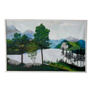 1970’s Vintage Impressionist Winter Mountain Landscape Oil on Canvas, Framed For Sale