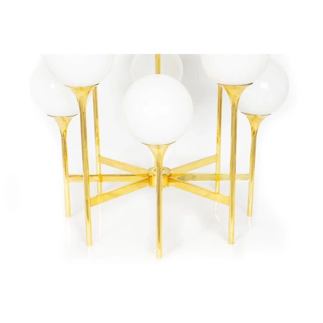 Mid-Century Polished Brass Eight-Light Chandelier by Gaetano Sciolari Ca. 1970s For Sale - Image 4 of 12