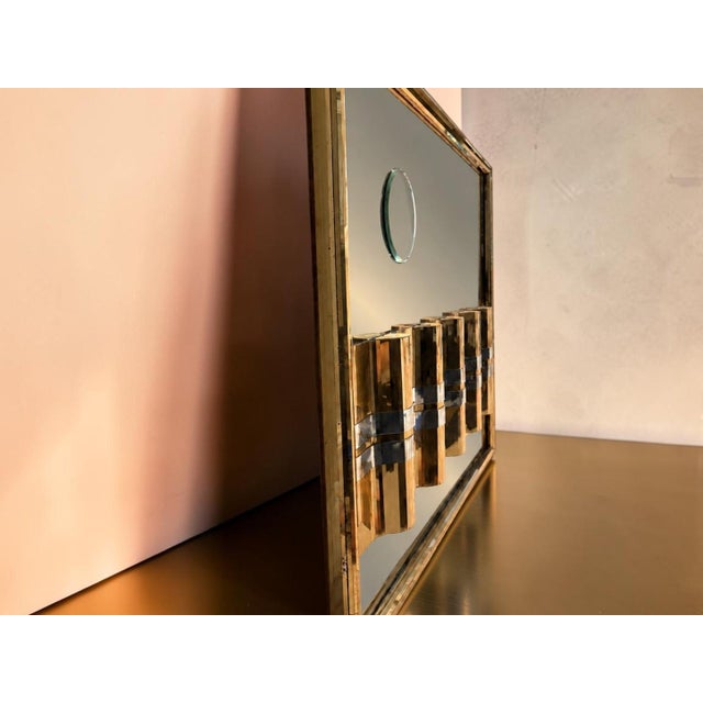 Vintage 1980s Mixed Gold & Silver Metal Geometric Mirrored Wall Sculpture - Hollywood Regency For Sale In Miami - Image 6 of 10