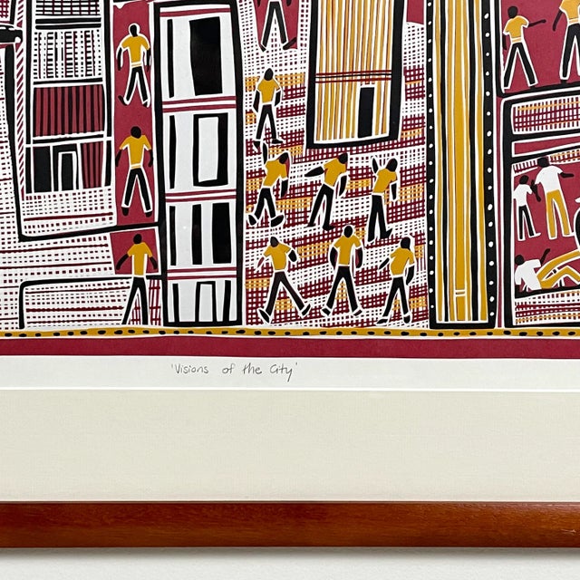Red Brian Nyinawanga (Aboriginal Australian, B. 1935) - Visions of the City Screenprint, Signed (1993, Framed) For Sale - Image 8 of 11