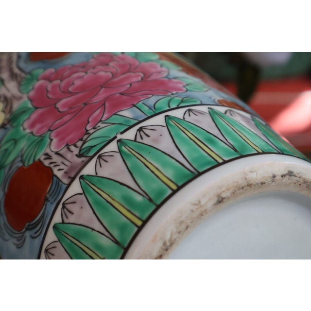Japanese Red-Ground Bird & Peony Ceramic Vase, 12ʺ For Sale - Image 4 of 18