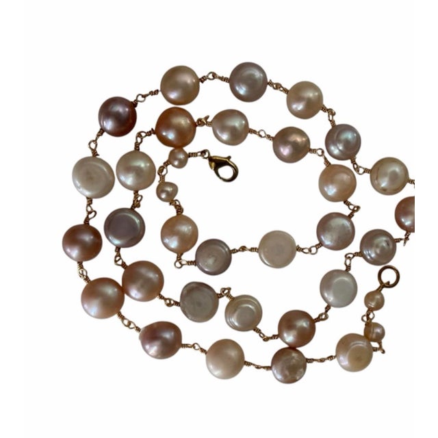American Baroque Pearl Necklace Wire Wrapped Gold Vermeil For Sale - Image 3 of 4